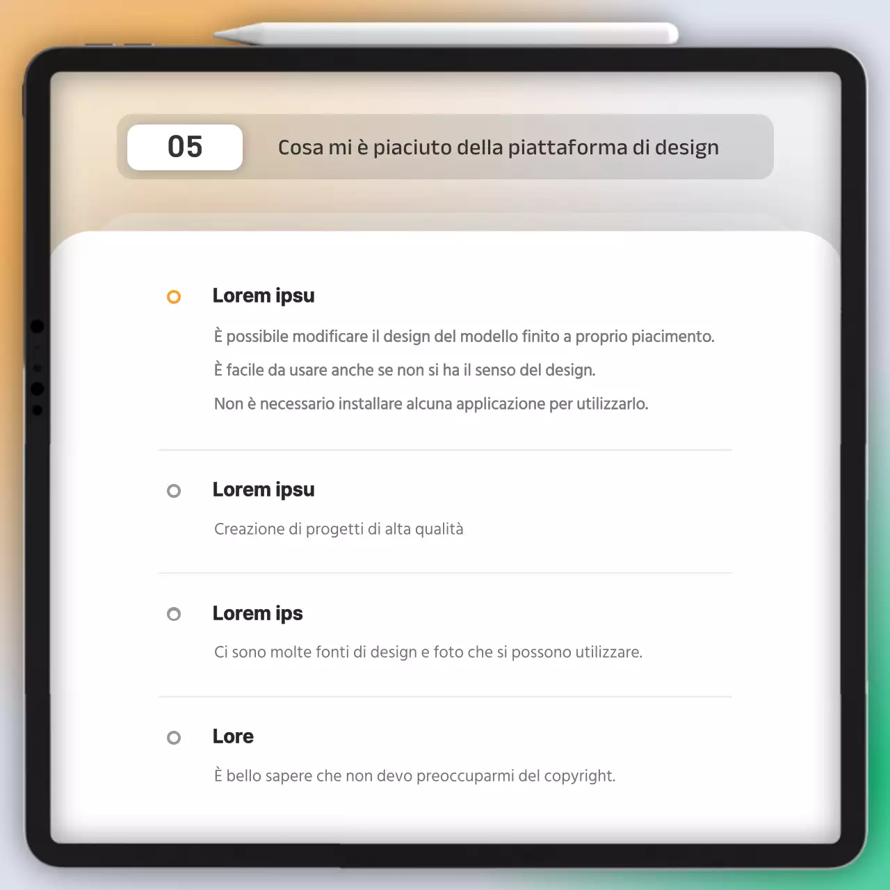 Relazione sui risultati del sondaggio sul concetto di UI gradiente