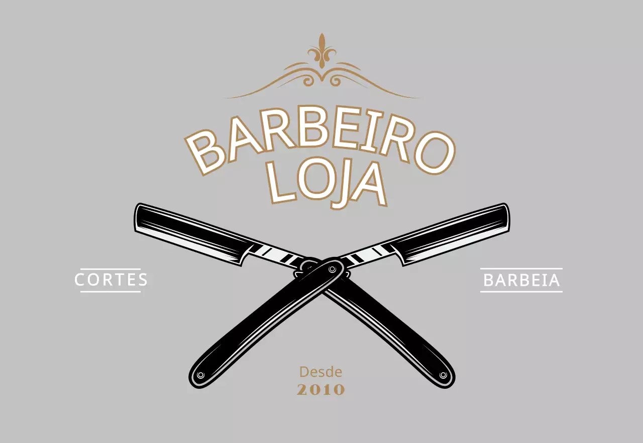 Placa de barbearia de estilo vintage em cinzento