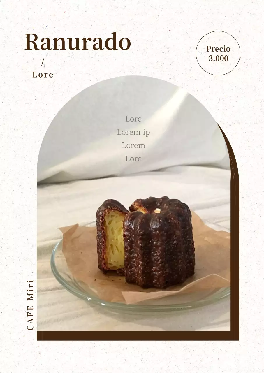 Cartel promocional sencillo de carta de postres de cafetería en color beige