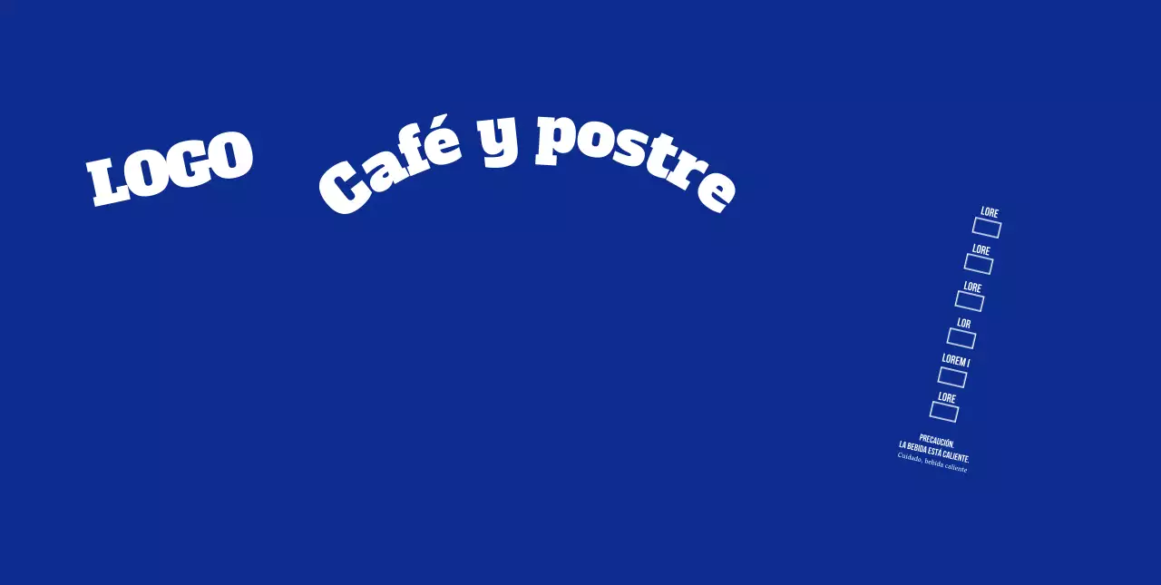 Café de texto con letras sencillas azules