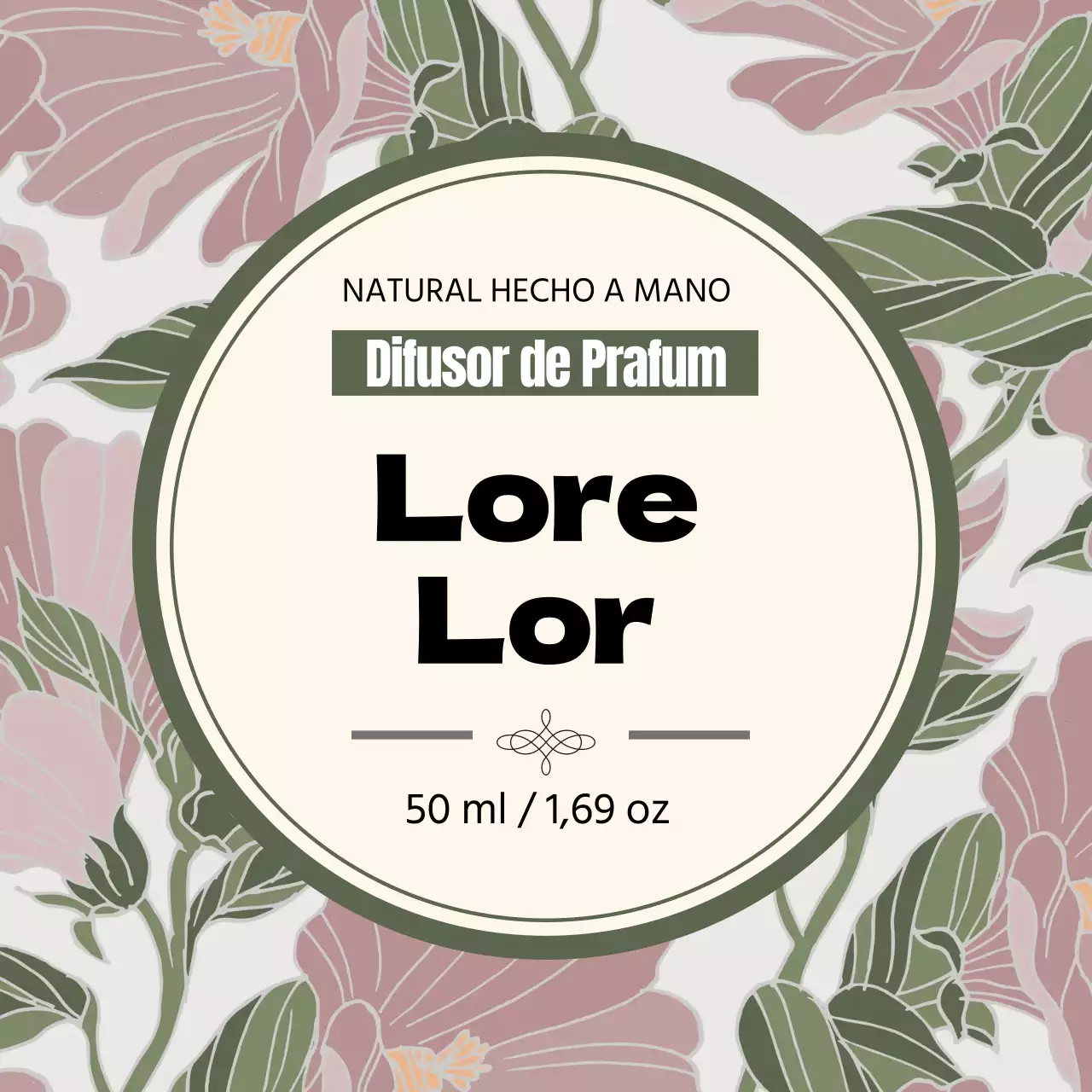 Etiqueta de perfume vintage con ilustración verde