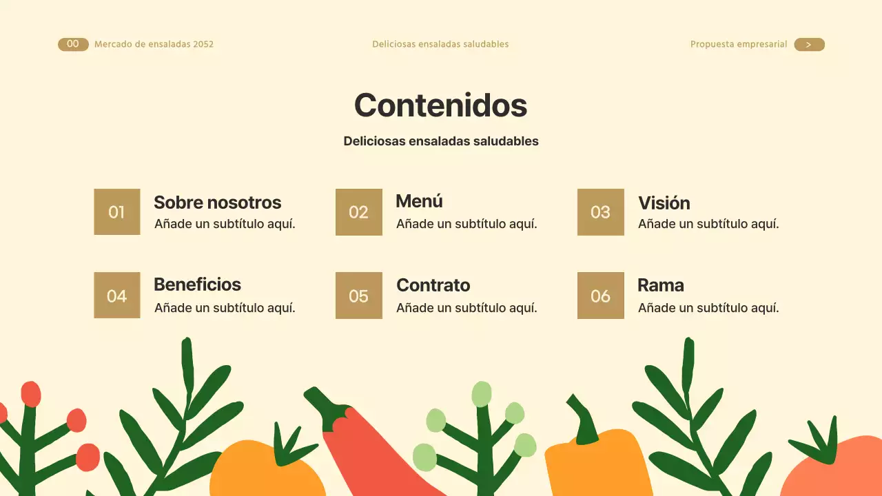 Guía de acuerdos de la marca de ensaladas Beige