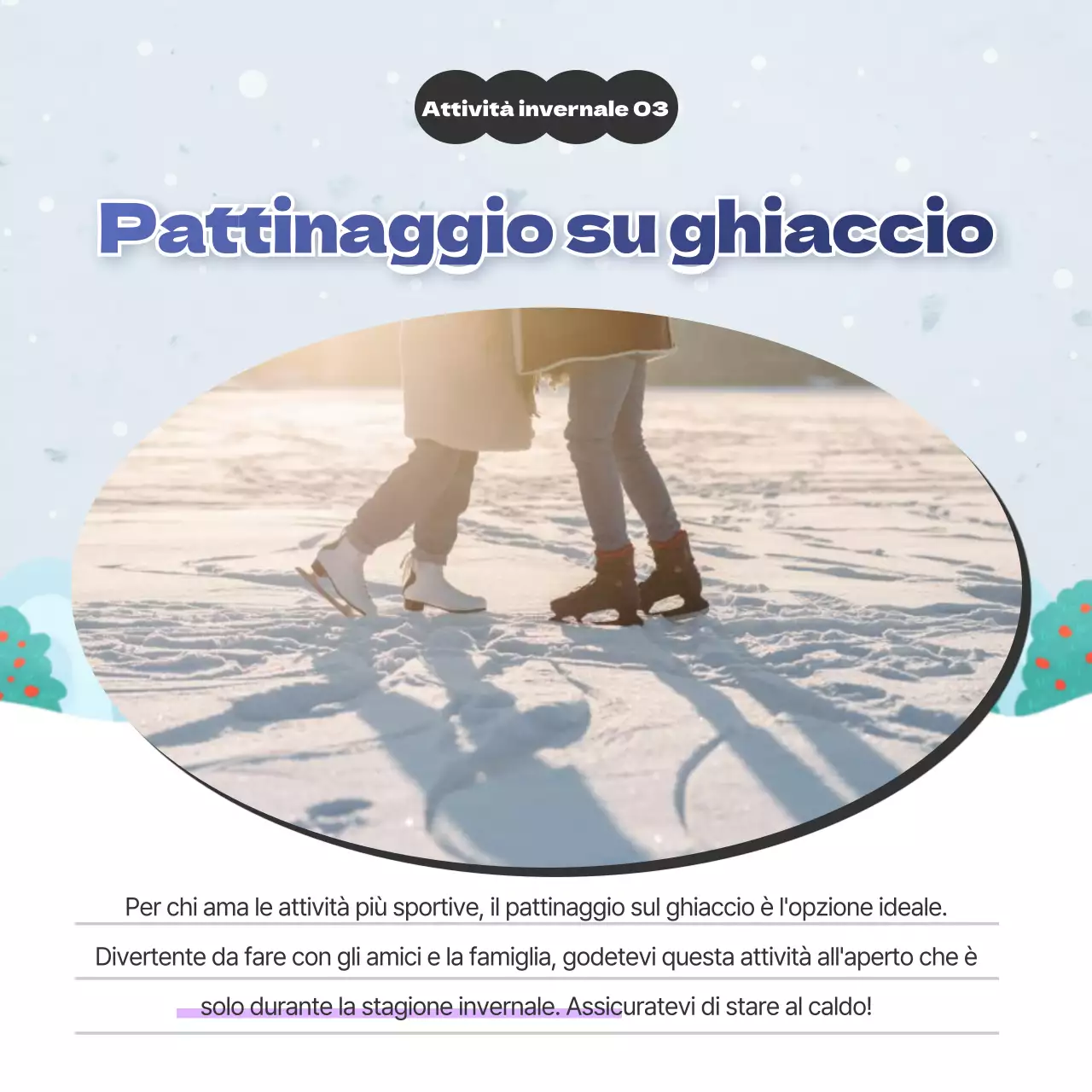Presentazione delle destinazioni invernali blu e viola