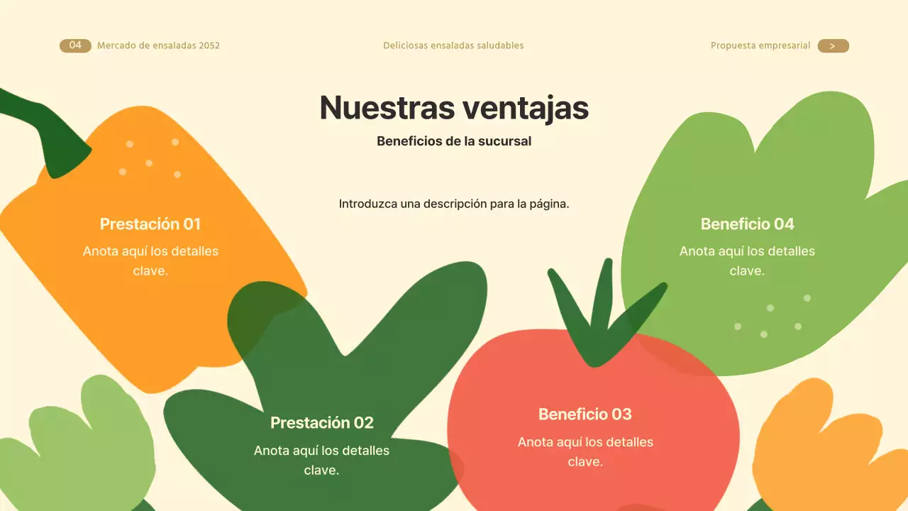 Guía de acuerdos de la marca de ensaladas Beige