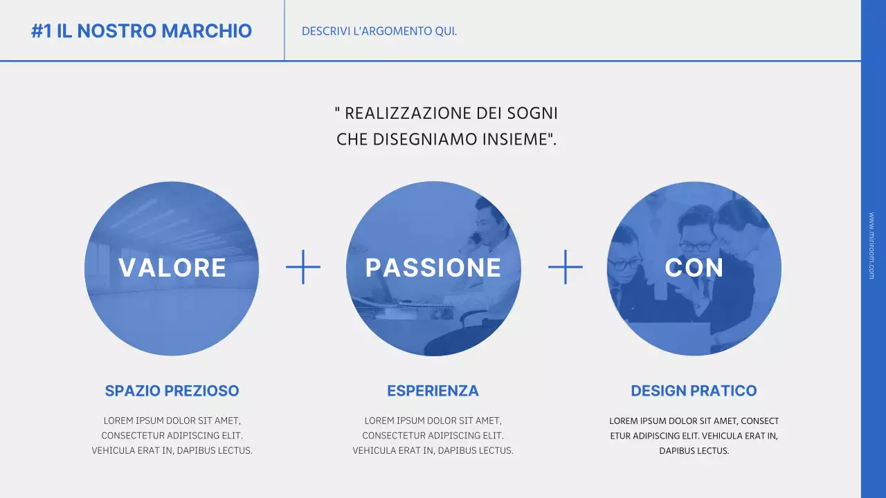 Semplice presentazione del marchio in blu e nero