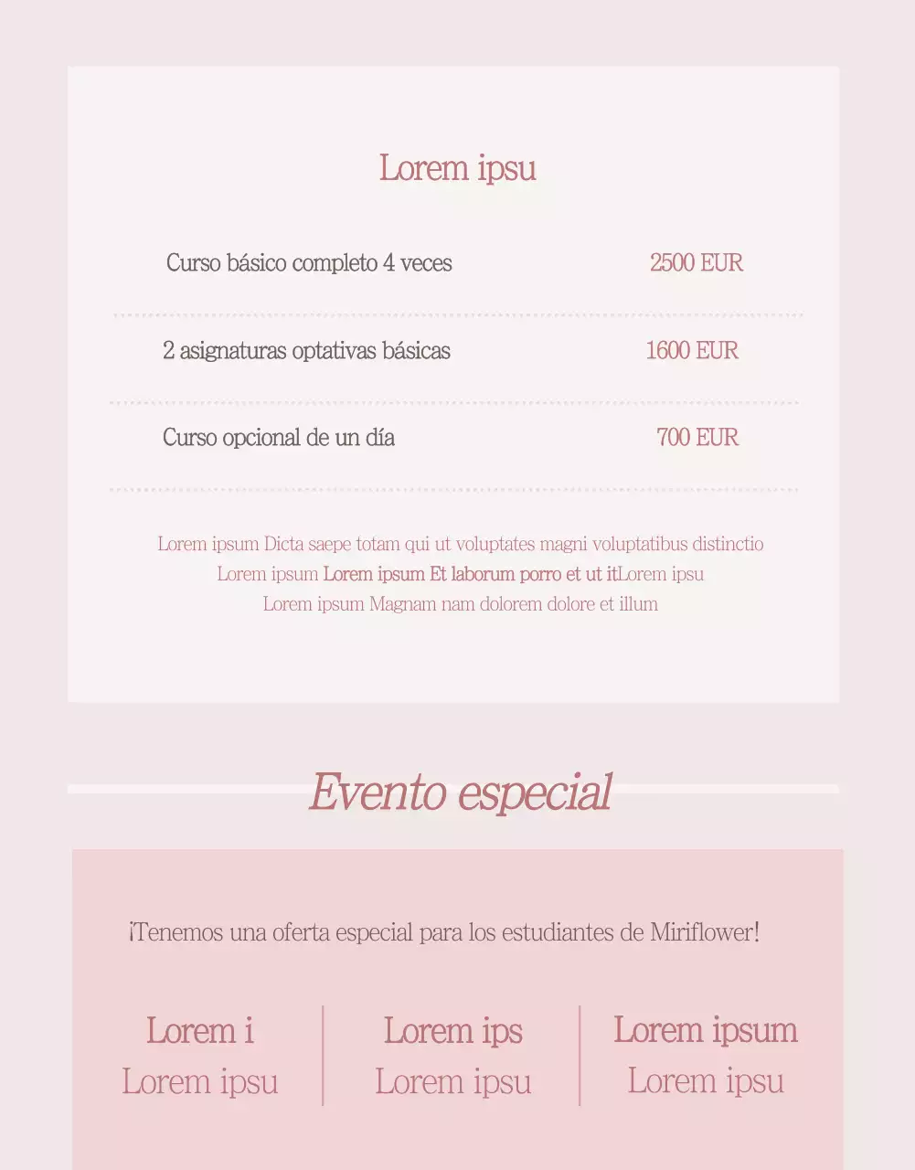 Página de detalles de la clase de flores