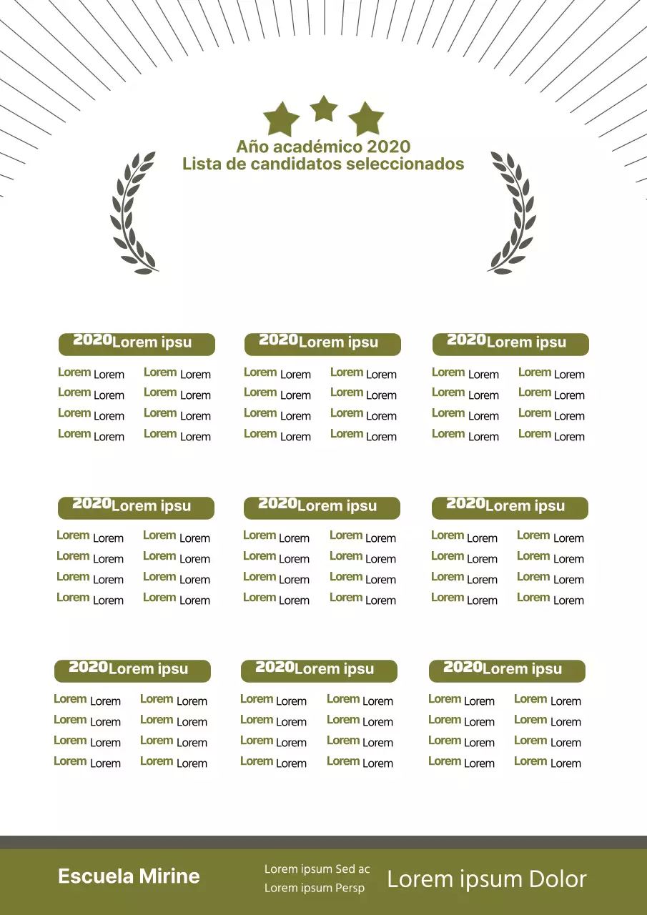 Folleto de diseño de la lista de aceptación de la universidad en verde