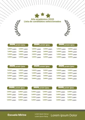 Folleto de diseño de la lista de aceptación de la universidad en verde