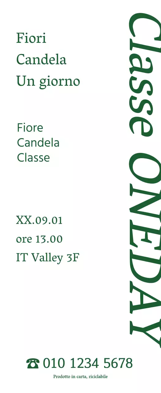 Il corso di un giorno: una candela floreale semplice, sentimentale, in stile scultura, di colore verde.