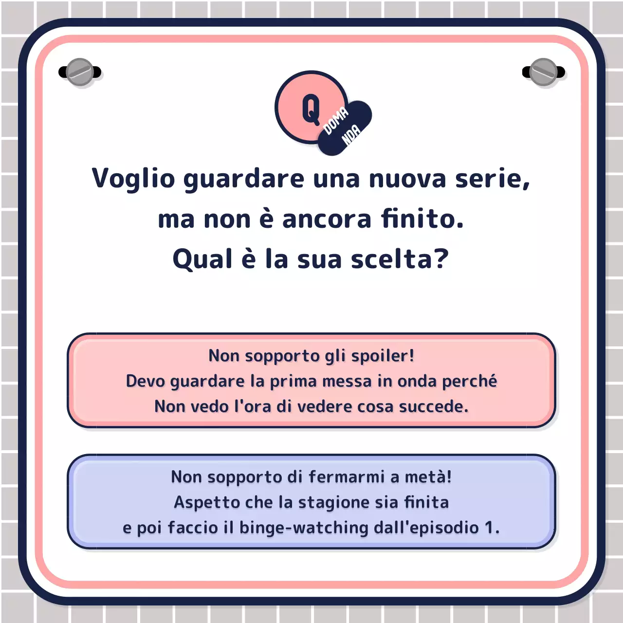 Semplice test a quiz guidato da testo in rosa malva navy