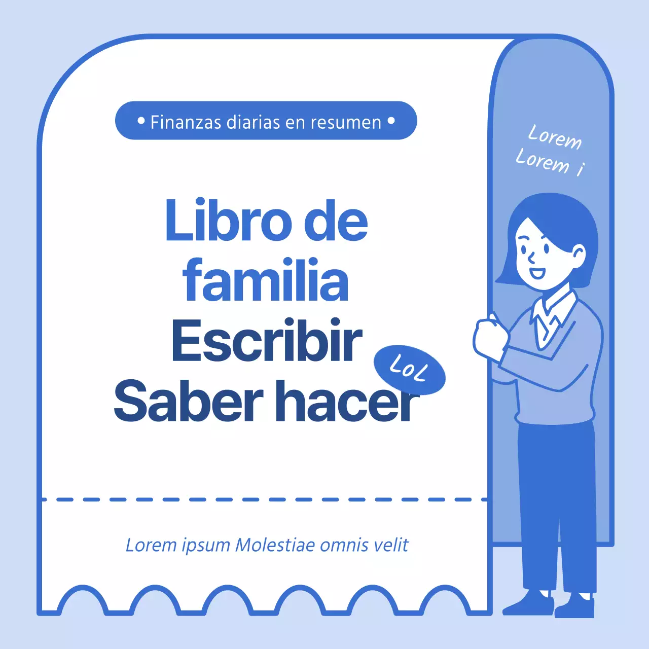 Cómo crear un libro de contabilidad doméstica con un fondo azul de ilustración de recibos