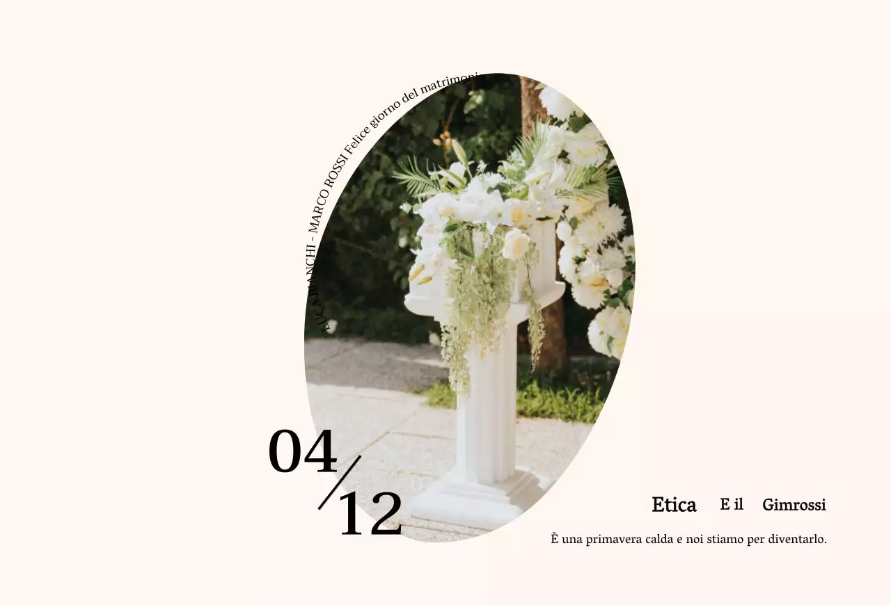 Invito di nozze con testo pulito e cornice ovale