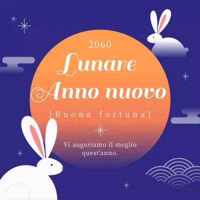 Auguri di buon anno nell'anno del gatto con concetto orientale blu arancione