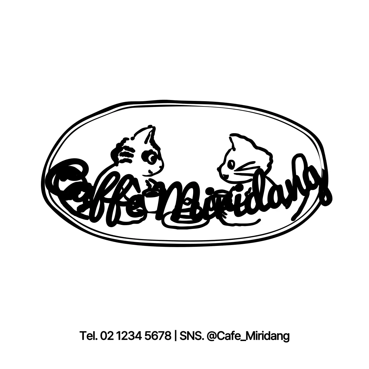 Illustrazione di personaggi di procione e gatto carini ed emotivi per promuovere e informare i caffè