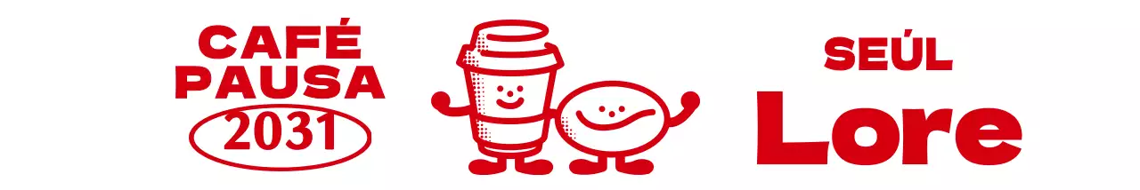 Sencillo y bonito logotipo ilustrado estilo cafetería en rojo