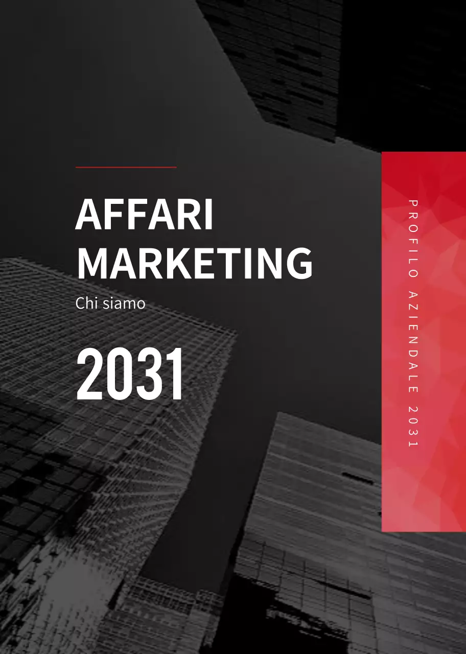 Rilegatura primaverile aziendale ispirata ai palazzi della città in rosso e nero