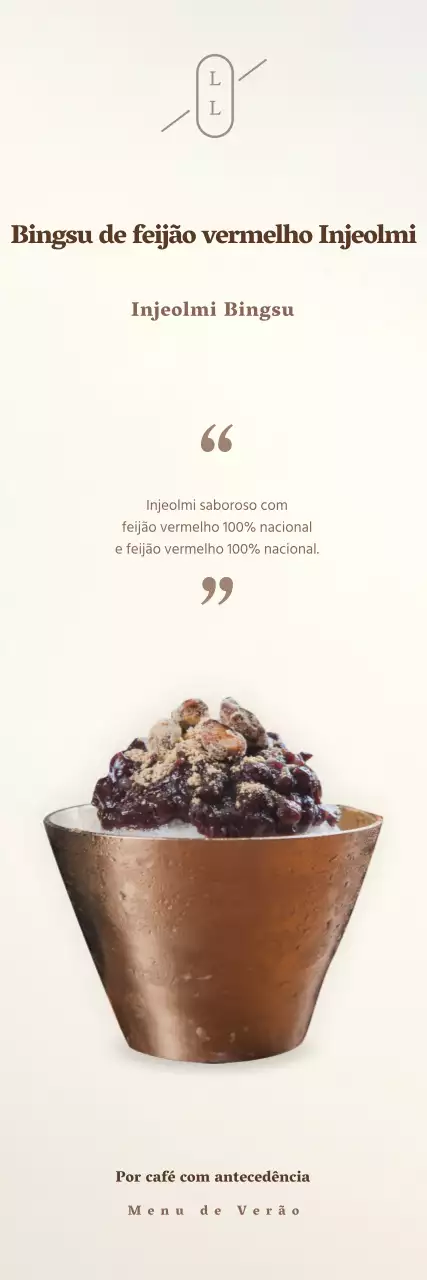 Menu simples de café com pasta de feijão vermelho castanho e bege