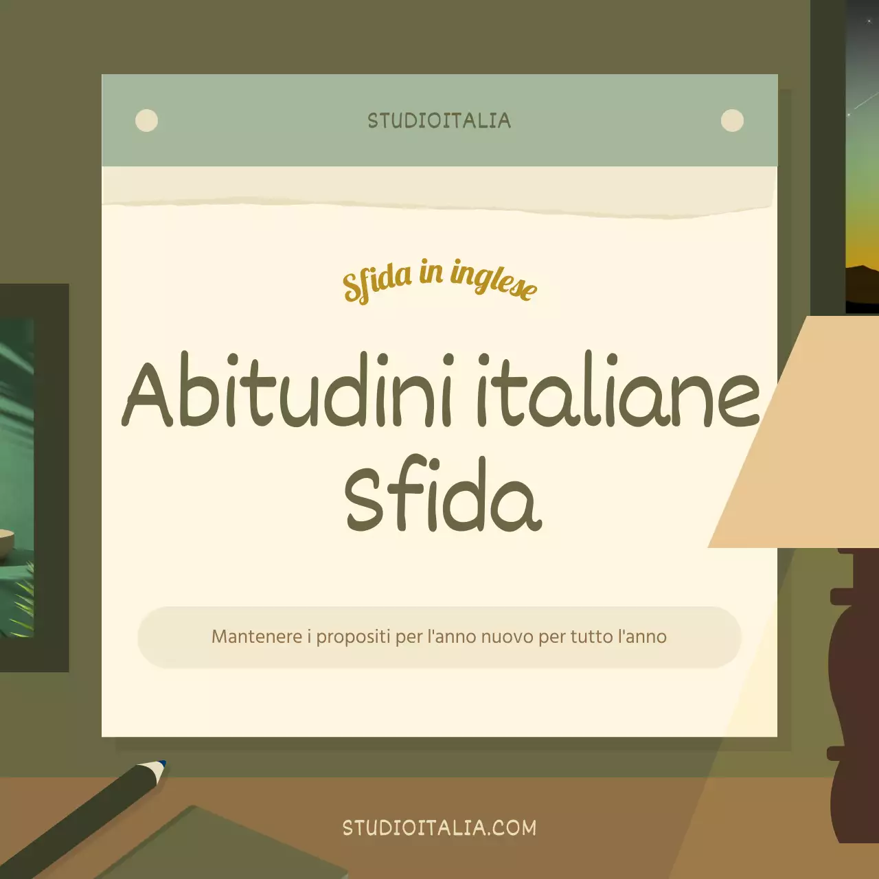 Sfida alle abitudini inglesi del nuovo anno in marrone e verde