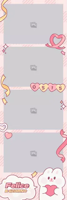 Simpatico coniglietto rosa e giallo con cornice per foto al collo