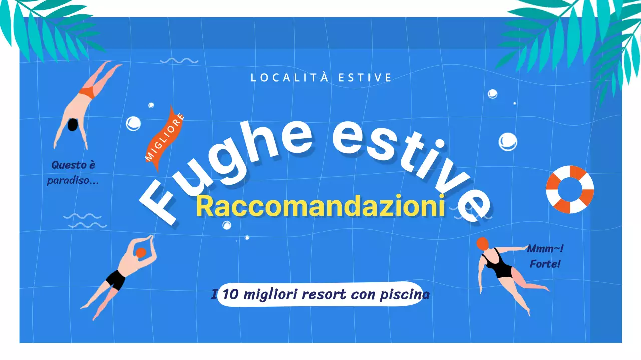 Miniatura YouTube di una fuga estiva con concetto di illustrazione della piscina