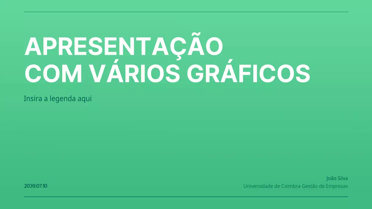 Apresentação com vários gráficos em gradientes verdes