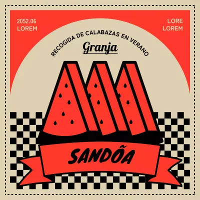 Concepto retro de recogida de sandías en beige y rojo