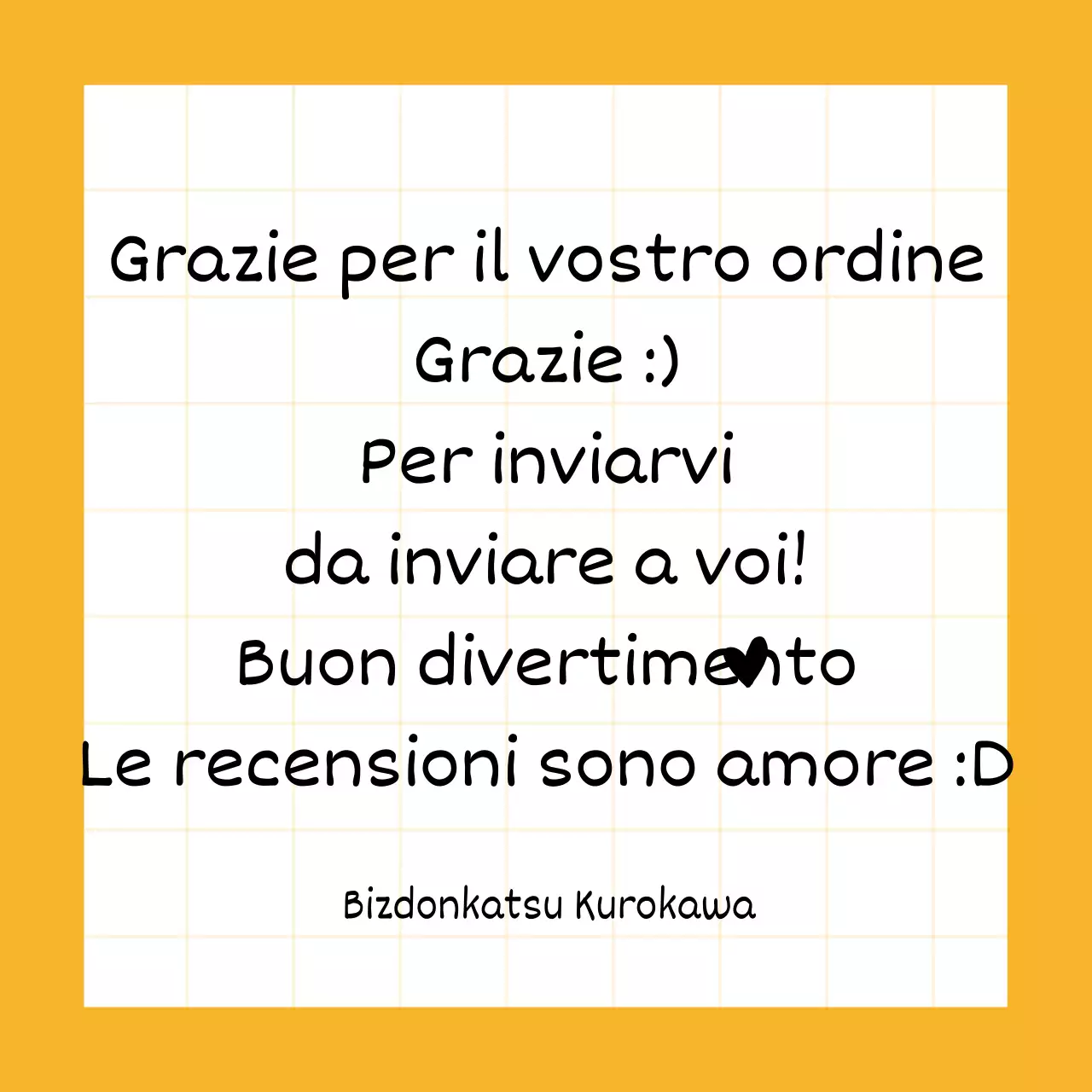 Arancione Per un concept store con lettere scritte a mano in una griglia ordinata.