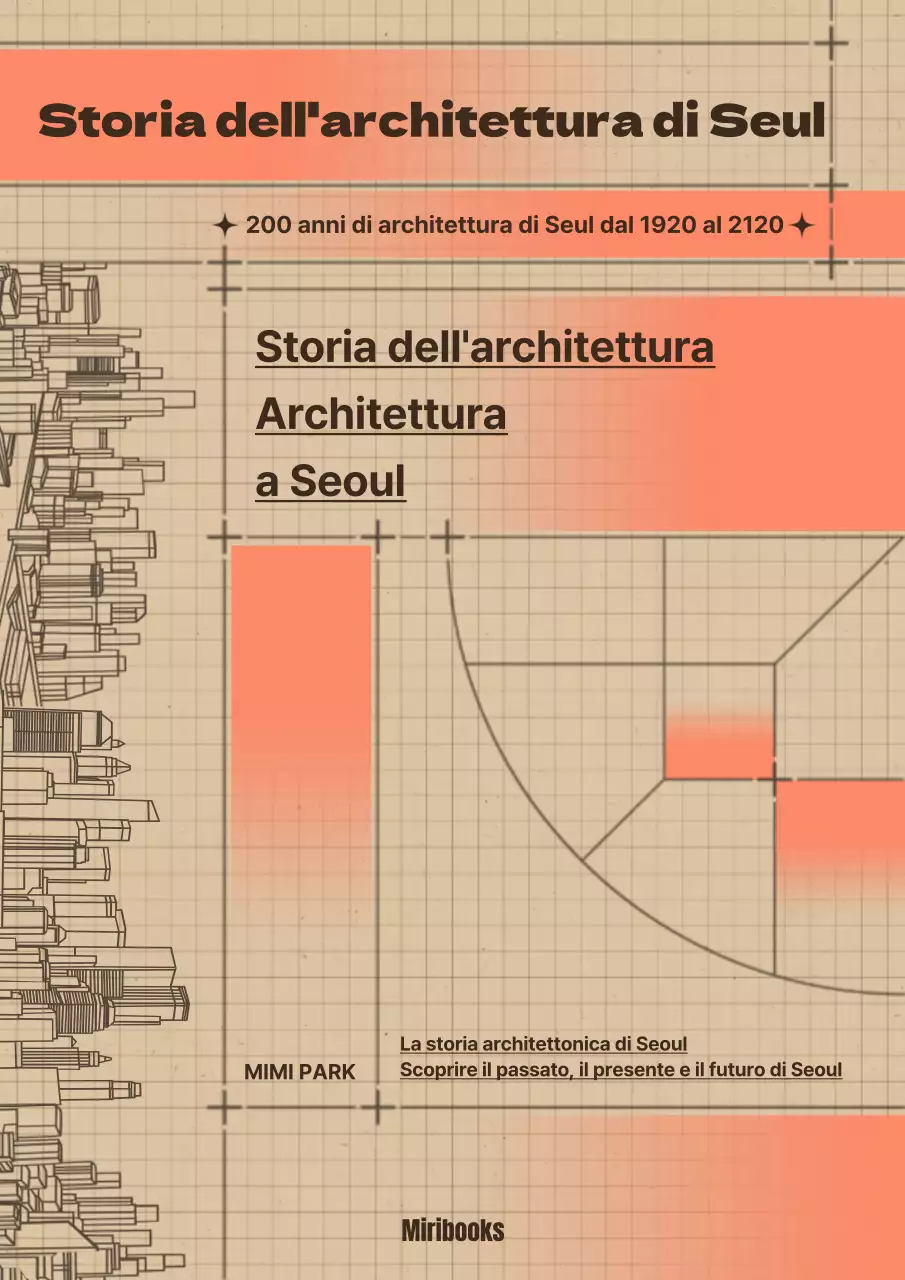 Copertina di un libro di storia dell'architettura con griglia gialla e arancione