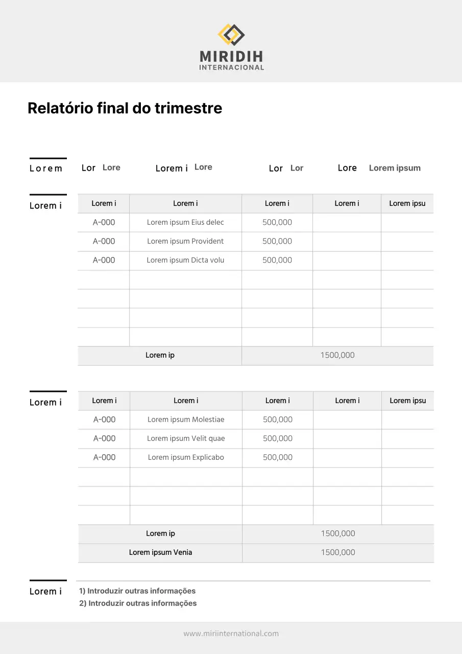 Logótipo simples Documentação do relatório financeiro Q1
