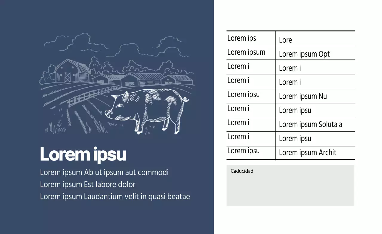 Etiqueta de cerdito de granja ilustrada azul marino