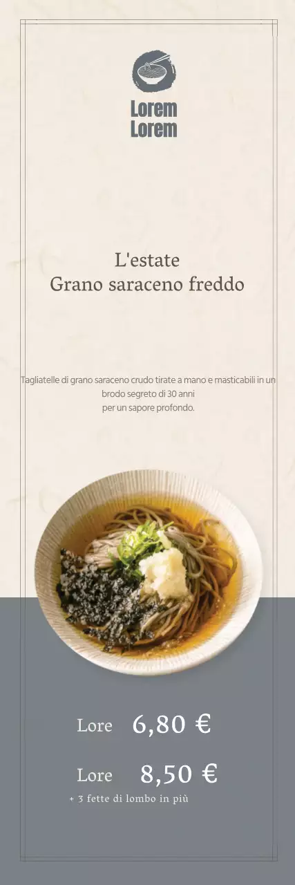 Banner gastronomico estivo in colori tenui