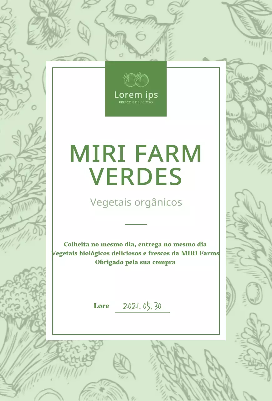 Postal ilustrando legumes em chartreuse