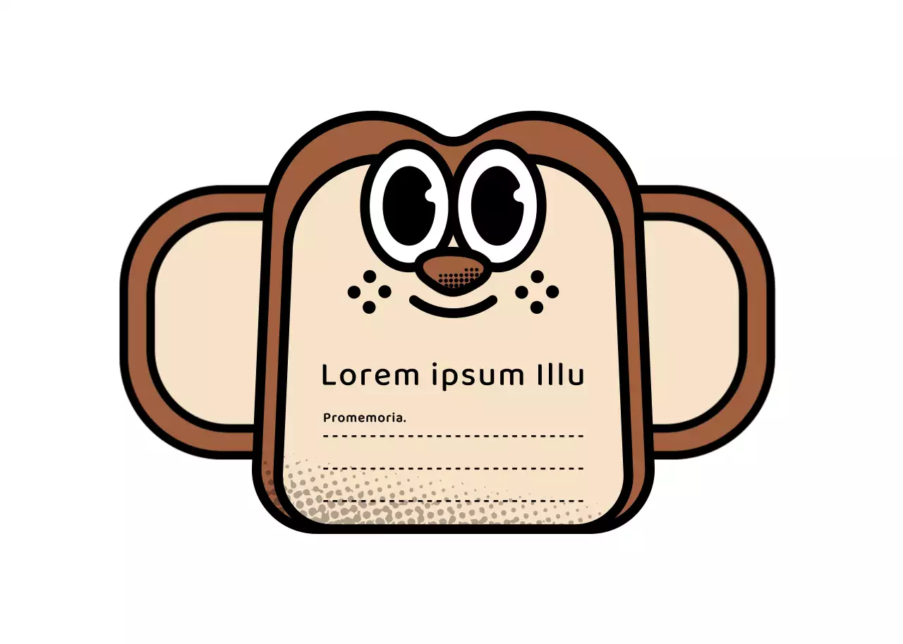 Adesivi per etichette sigillanti per alimenti in marrone e giallo chiaro in stile personaggio del pane, carino e alla moda