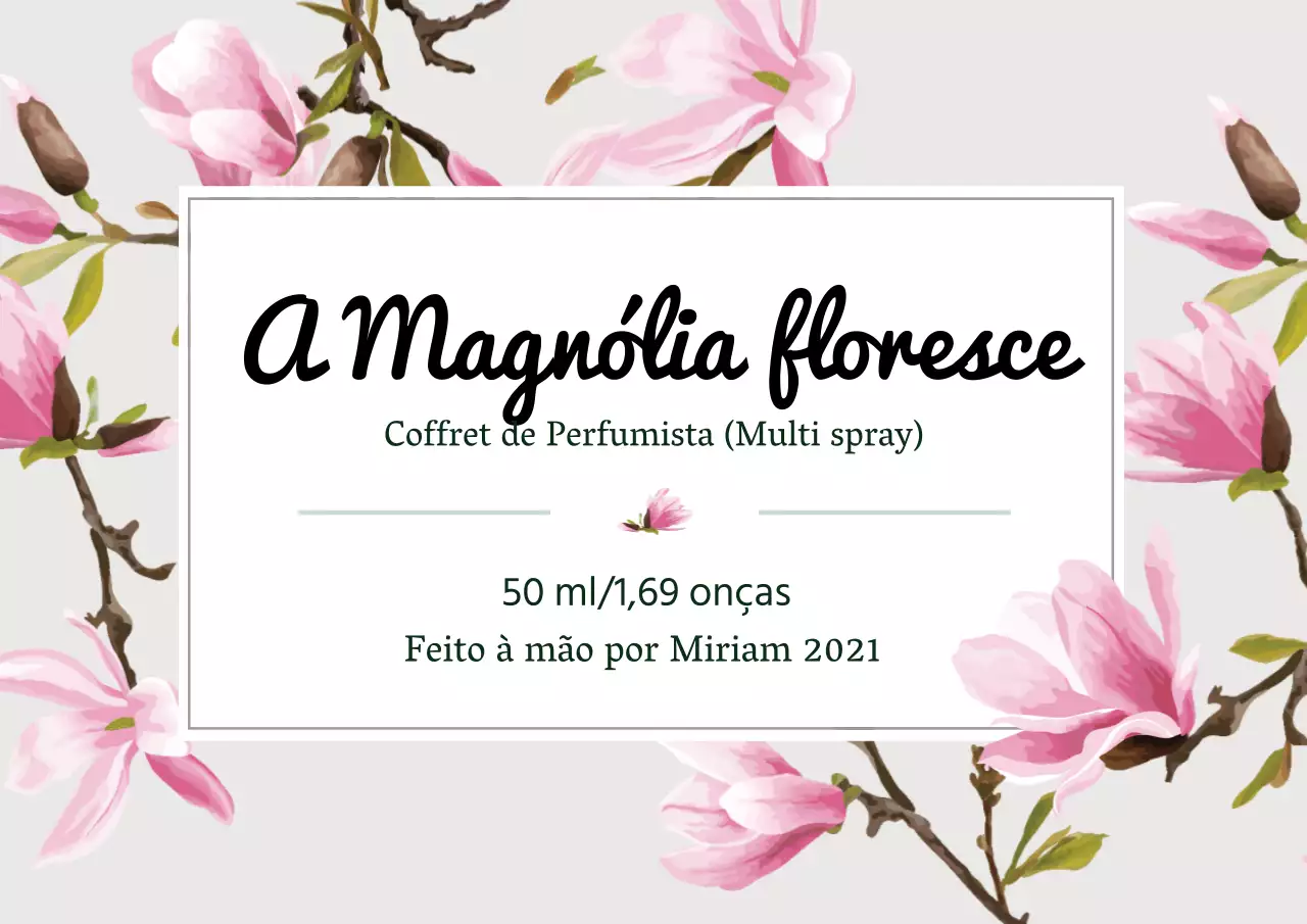 Rótulo de perfume vintage com ilustração a cinzento