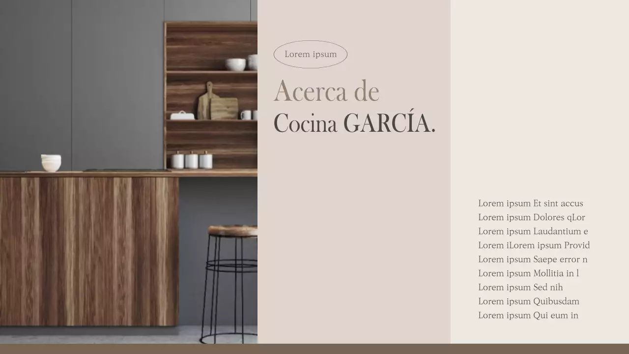 Moderna cocina compartida en beige y marrón (presentación)