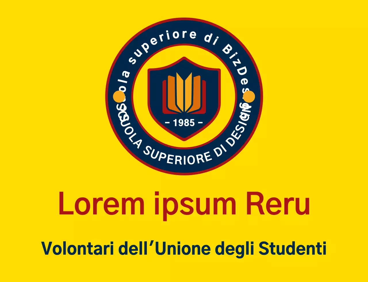 Simbolo di scudo semplice e pulito e logo emblema stile combinazione in giallo e blu navy rosso Organizzazione di servizio del governo degli studenti delle scuole superiori