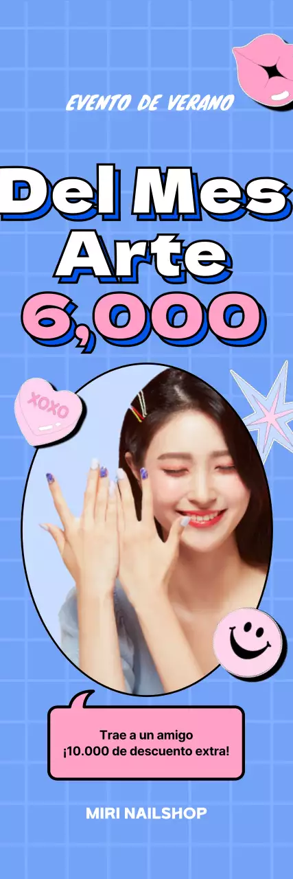 Ofertas de uñas Kitschy en formato de marco azul claro y rosa