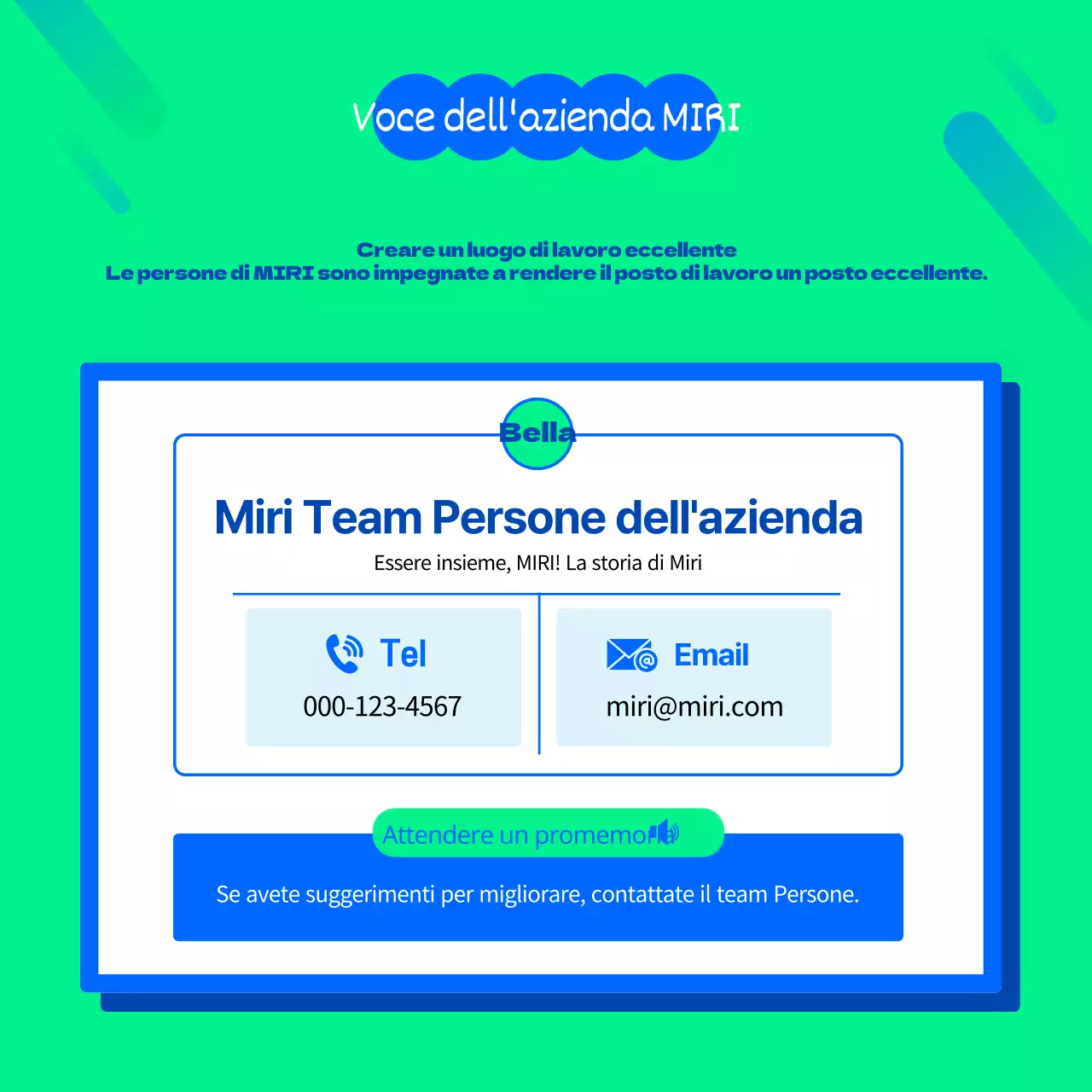 Introduzione di un programma di benefit per i dipendenti di colore blu e verde (CardNews)