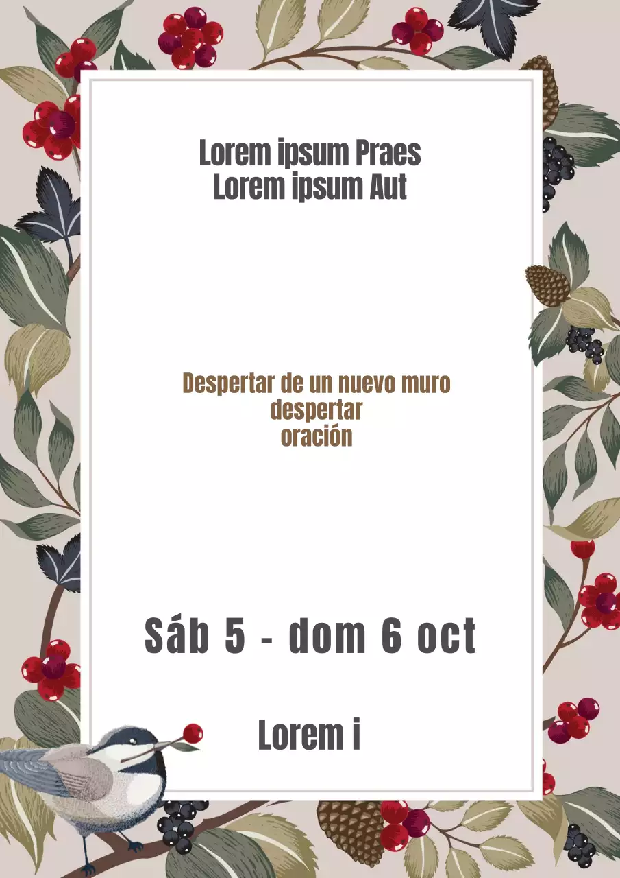 Sencillo cartel promocional de evento primaveral de floristería en blanco y beige