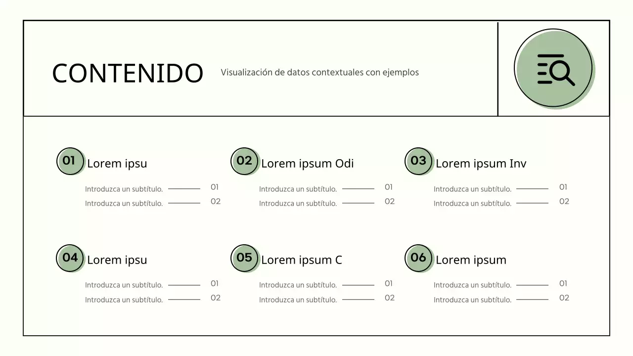 Presentación infográfica empresarial de formas sencillas en verde y beige