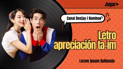 Miniatura de YouTube de lista de reproducción de canciones retro con concepto retro naranja