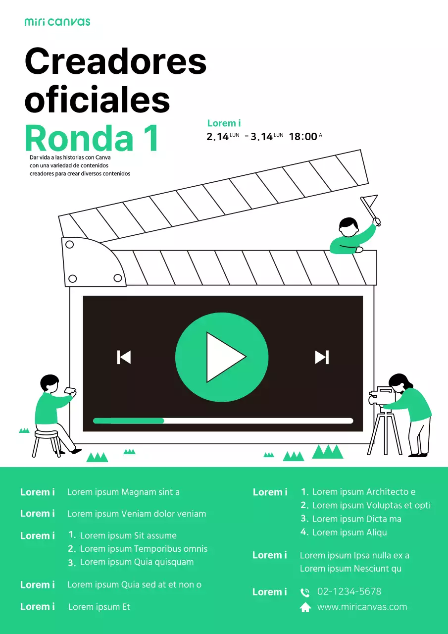 Turquoise Cute Illustration Recruitment Webposter