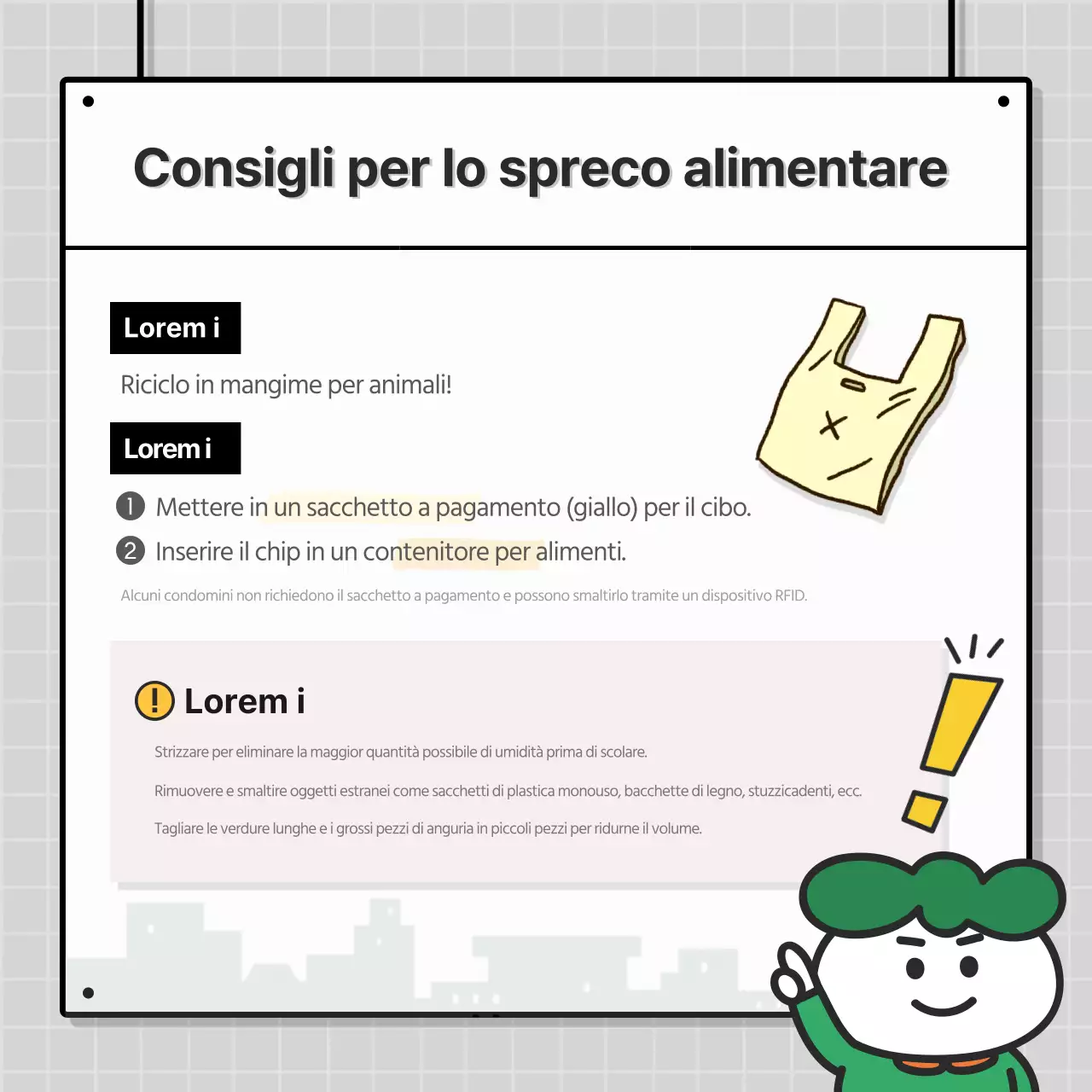 Simpatico biglietto per il riciclaggio con sfondo cittadinoNews