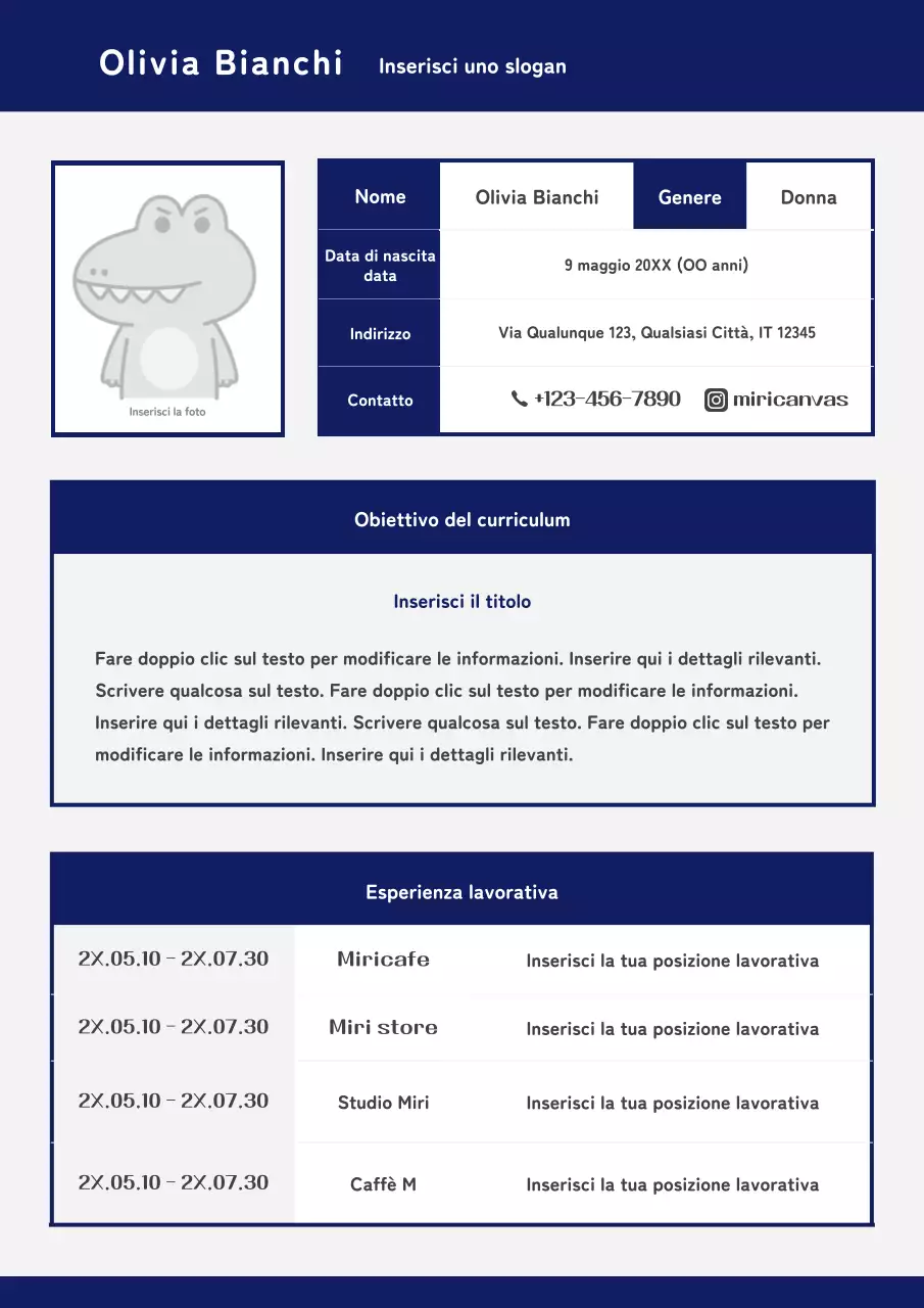 Candidarsi per un lavoro part-time pulito in bianco e marina