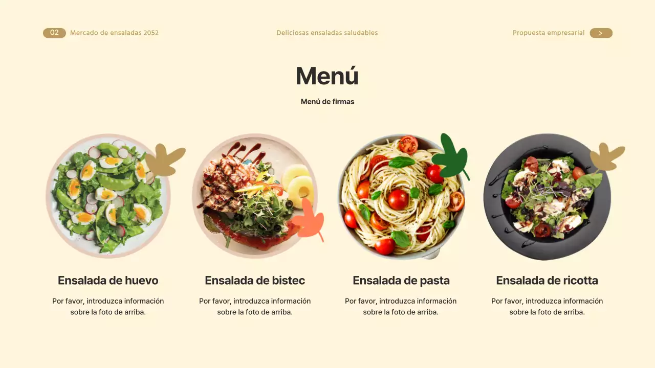 Guía de acuerdos de la marca de ensaladas Beige