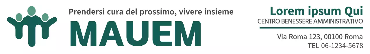 Design di centro benessere amministrativo con il nome e il logo del centro benessere amministrativo in verde scuro.
