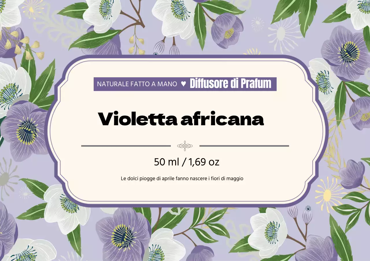 Etichetta di profumo vintage con illustrazione viola