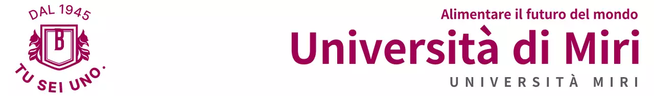 Un design semplice e pulito con il logo dell'università e il nome della scuola color vino.