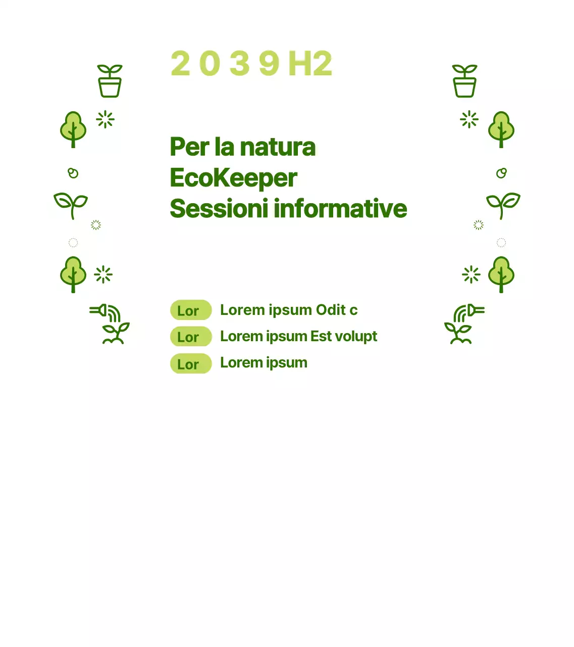 Semplice combinazione di icone della natura in verde e chartreuse Informazioni sul briefing di eco-stewardship