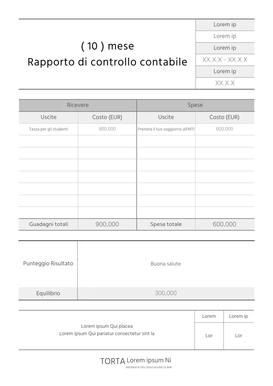 Rapporto di ispezione contabile del club scolastico, in bianco e nero e con linee pulite